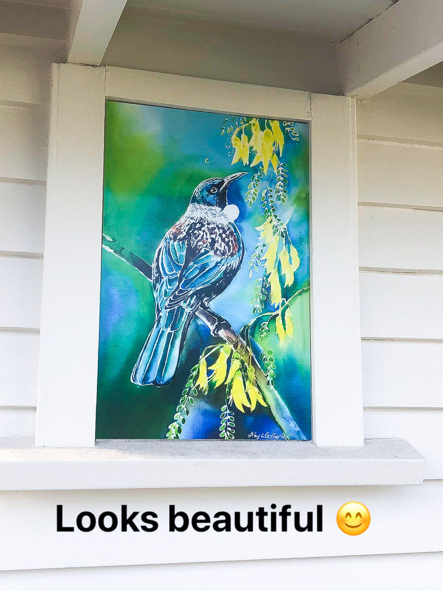 Customer Photo. A unique way of hanging a Tui Outdoor Art Panel Kay