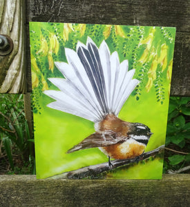 Fantail, Piwakawaka, New Zealand Bird -   Outdoor Art Panel, Squarish