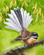 Fantail, Piwakawaka, New Zealand Bird -   Outdoor Art Panel, Squarish
