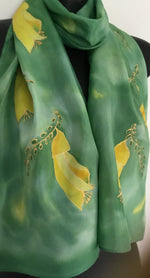 Kowhai Flower -  Hand painted Silk Scarf