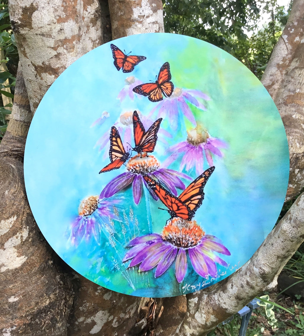 Monarch Butterflies - Circle Outdoor Panel