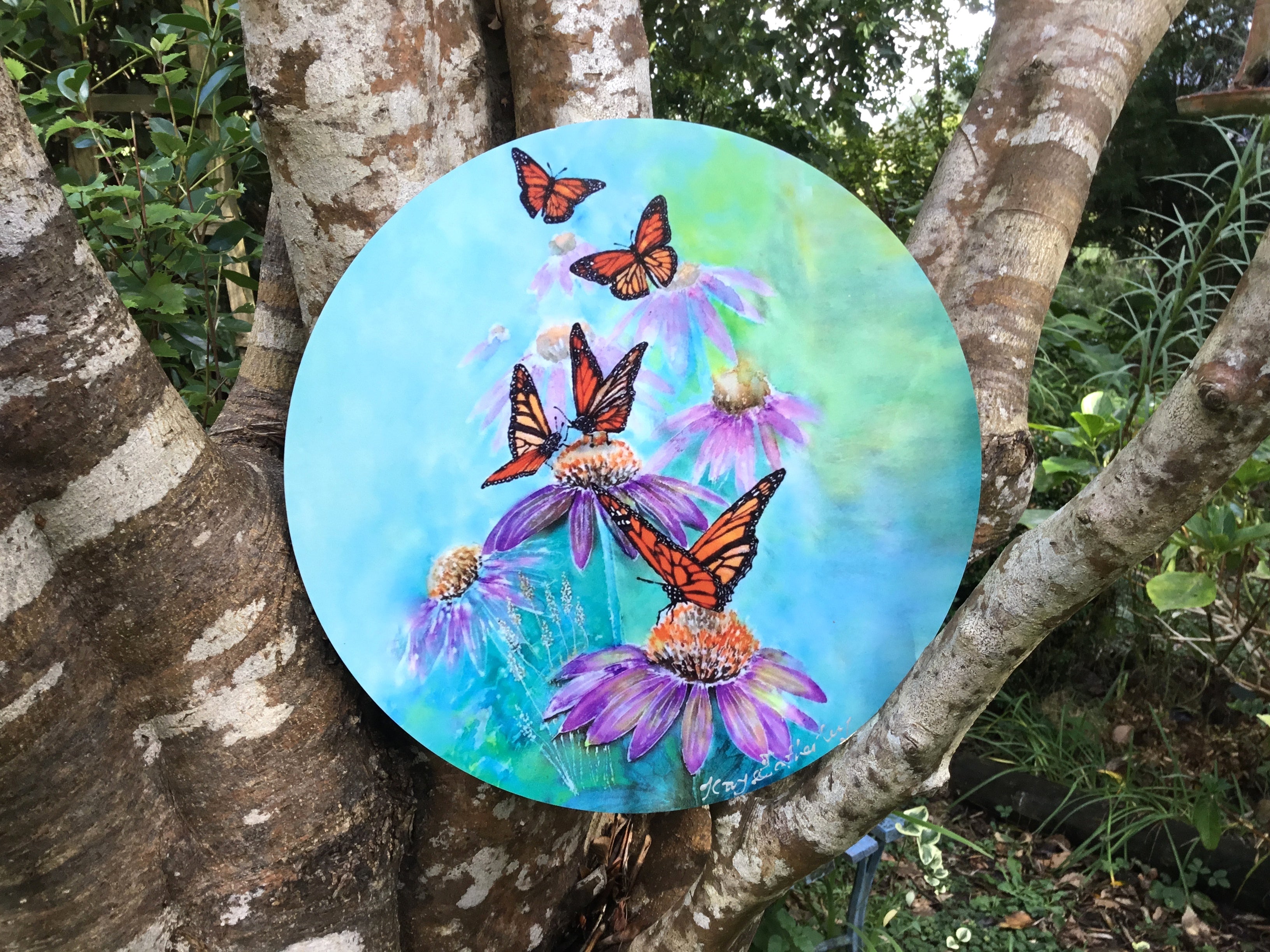 Monarch Butterflies - Circle Outdoor Panel