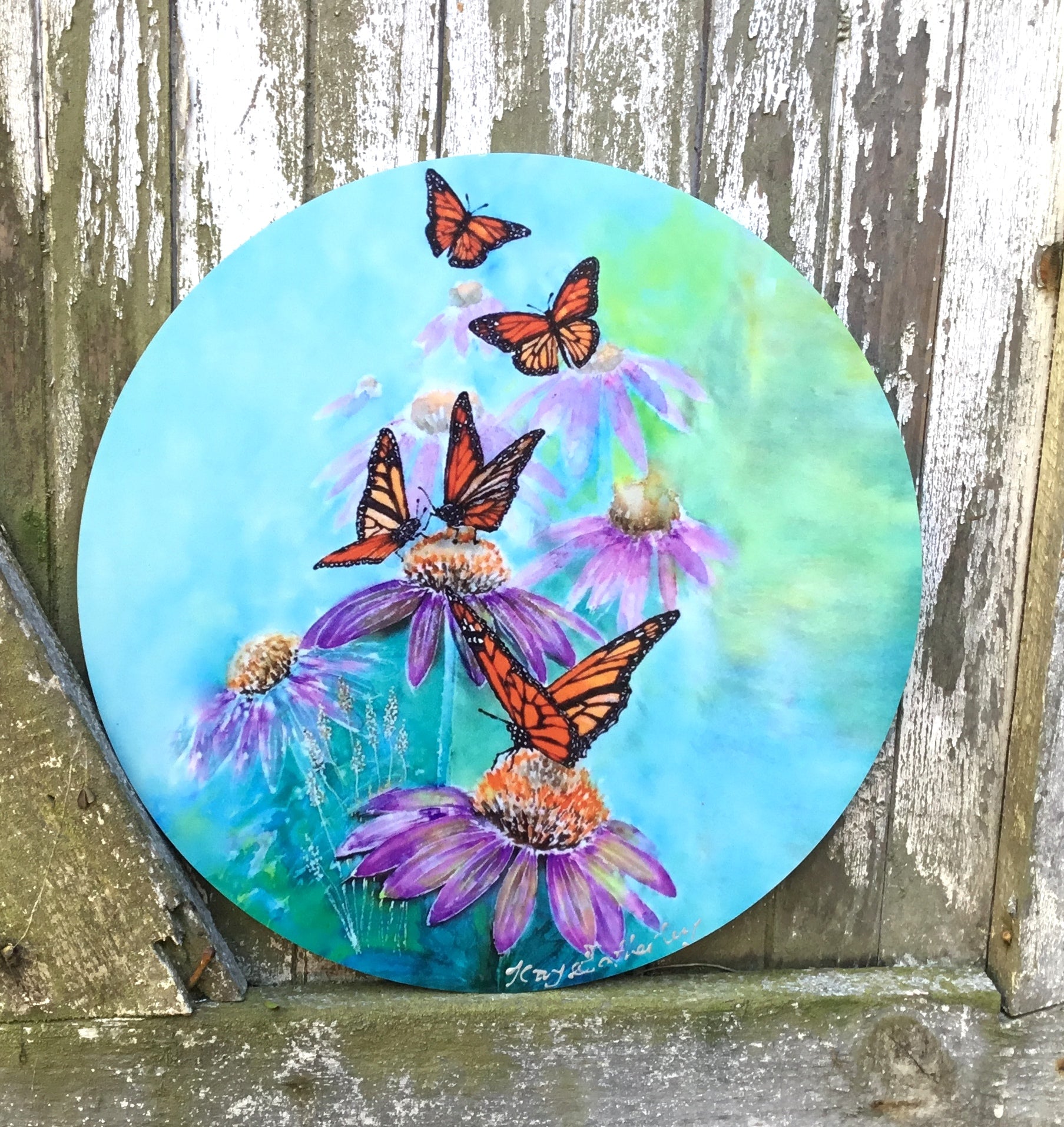 Monarch Butterflies - Circle Outdoor Panel