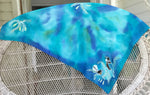 Tui and Fantail Birds on Kowahi - Hand painted Square Silk Scarf