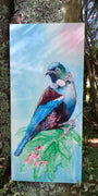 New Zealand Tui Bird on Puriri Tree - Outdoor Garden Art Panel