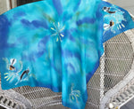 Tui and Fantail Birds on Kowahi - Hand painted Square Silk Scarf