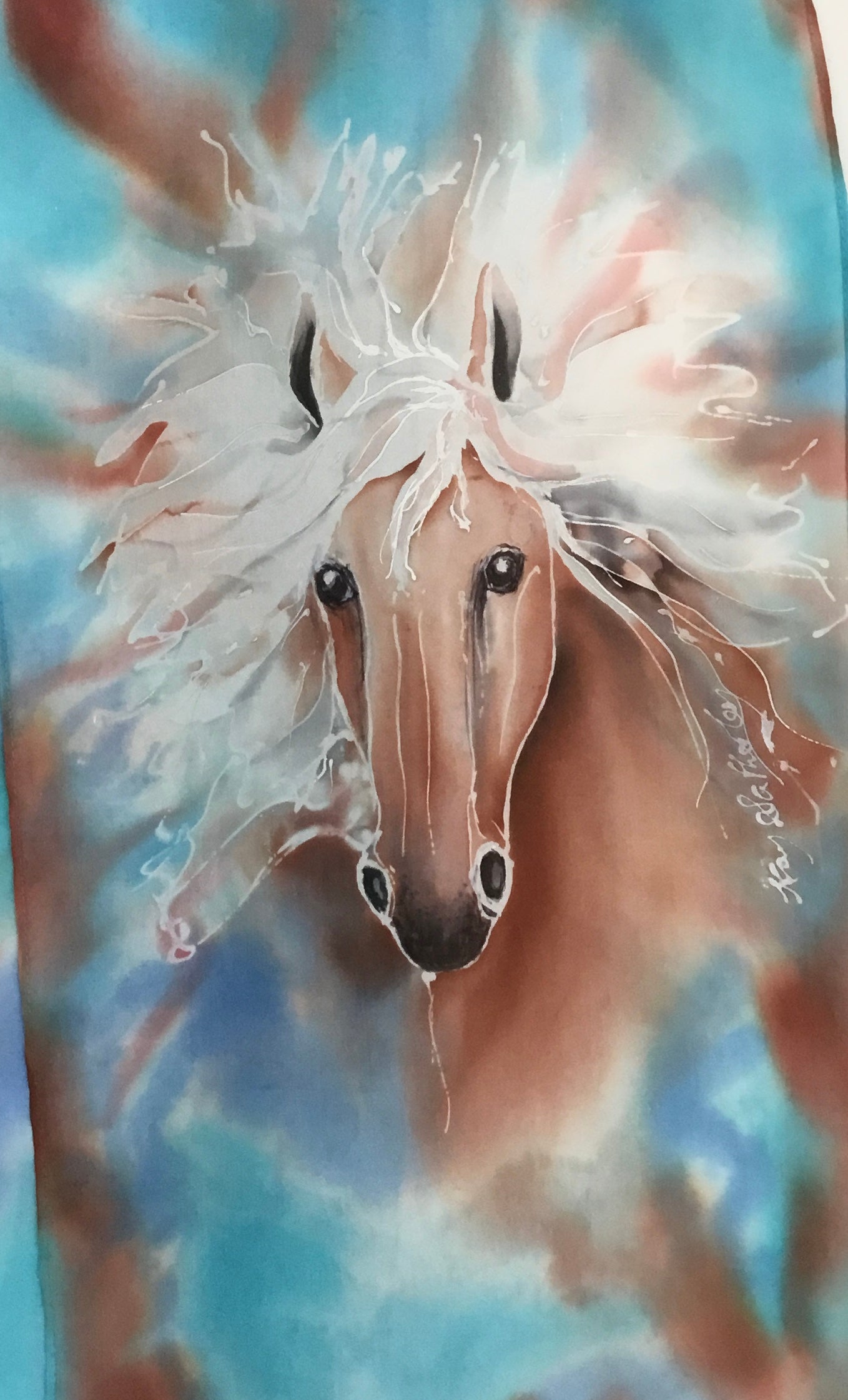 Equestrian Horse Lovers - Animal Hand Painted Silk Scarf