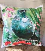 Tui and NZ Flora - Printed Cushion Cover.