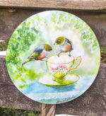 SilverEyes on Teacup - Circle Outdoor Art Panel - Satherley Silks NZ