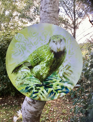 Kakapo New Zealand Bird - Circle Outdoor Art Panel