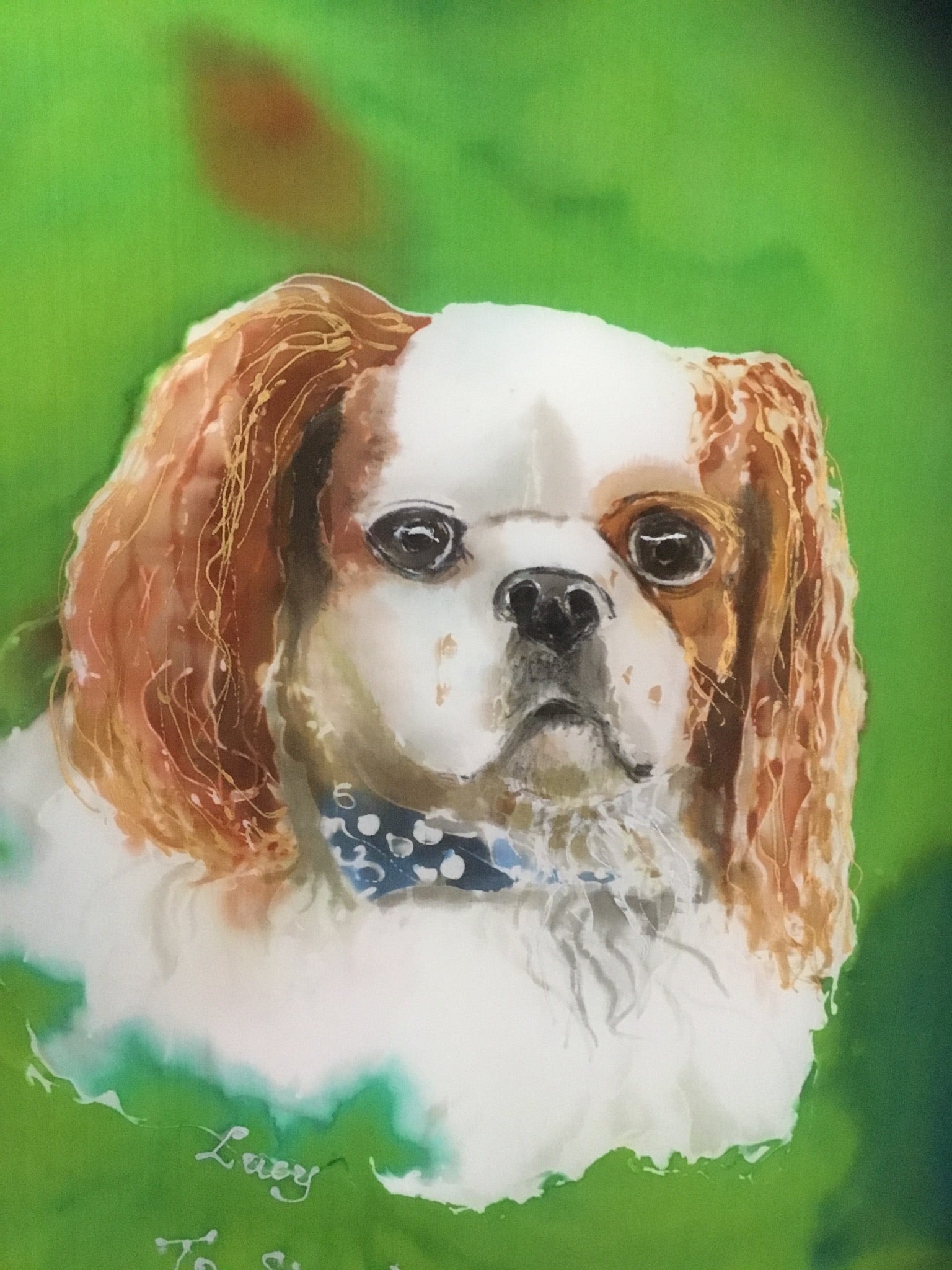 Pet Dog Portrait - Hand painted Silk Scarf