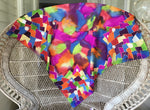 Rainbow Jazz coloured Square - Hand painted Silk Scarf