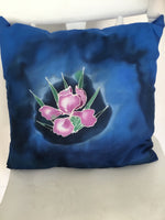 Iris Flowers- Hand painted Silk  Cushion Cover.