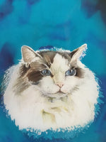 Pet Cat Portrait - Hand painted Silk Scarf