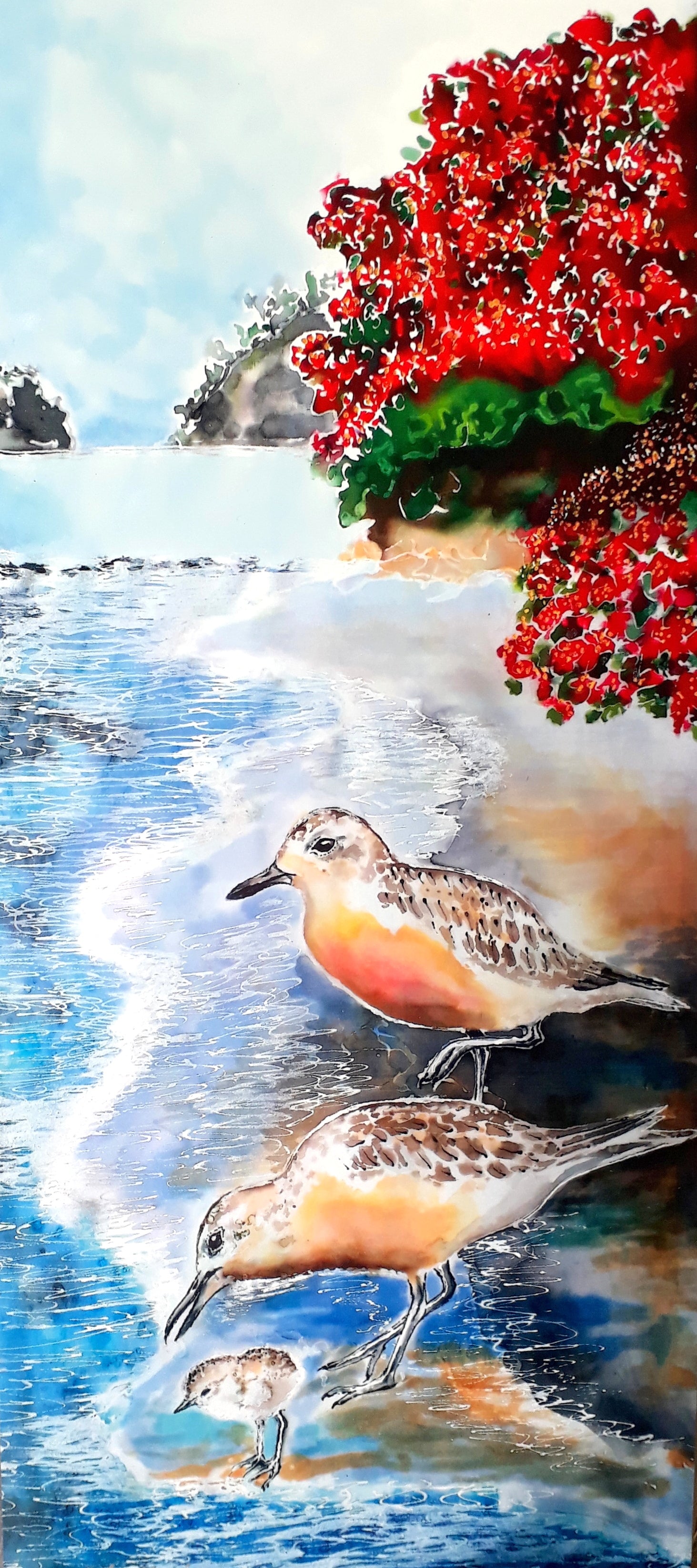 Dotterals, NZ Seashore Birds - Outdoor Garden Art Panel - Satherley Silks NZ