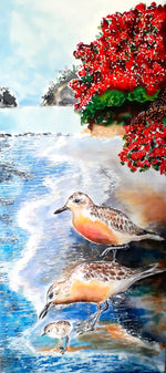 Dotterals, NZ Seashore Birds - Outdoor Garden Art Panel - Satherley Silks NZ