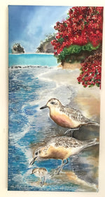 Original Silk Painting - Dotterels and Chick. SOLD