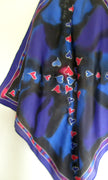 Hearts in Red & Blue - Hand painted Silk  Scarf - Satherley Silks NZ