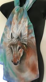 Horse Portrait - Hand painted Silk Scarf - Satherley Silks NZ