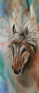 Horse Portrait - Hand painted Silk Scarf - Satherley Silks NZ