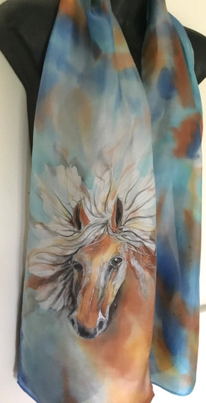Equestrian Horse Lovers - Hand Painted Silk Scarf - Satherley Silks NZ