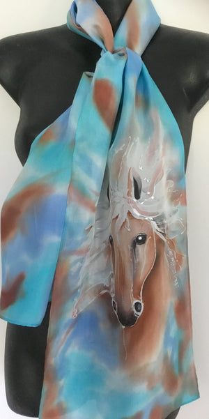 Equestrian Horse Lovers - Animal Hand Painted Silk Scarf