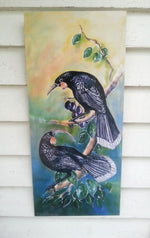 Huia, NZ extinct Bird - Outdoor Garden Art Panel - Satherley Silks NZ