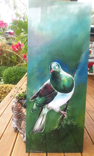 New Zealand Kereru - Outdoor Garden Art Panel - Satherley Silks NZ