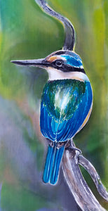 Kingfisher - Outdoor Garden Art Panel - Satherley Silks NZ
