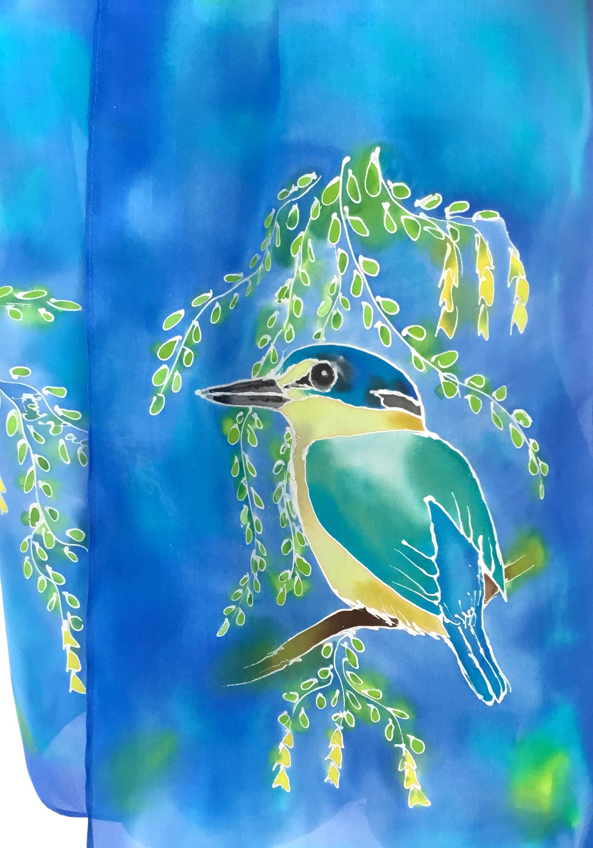 Kingfisher - Hand painted Silk Scarf