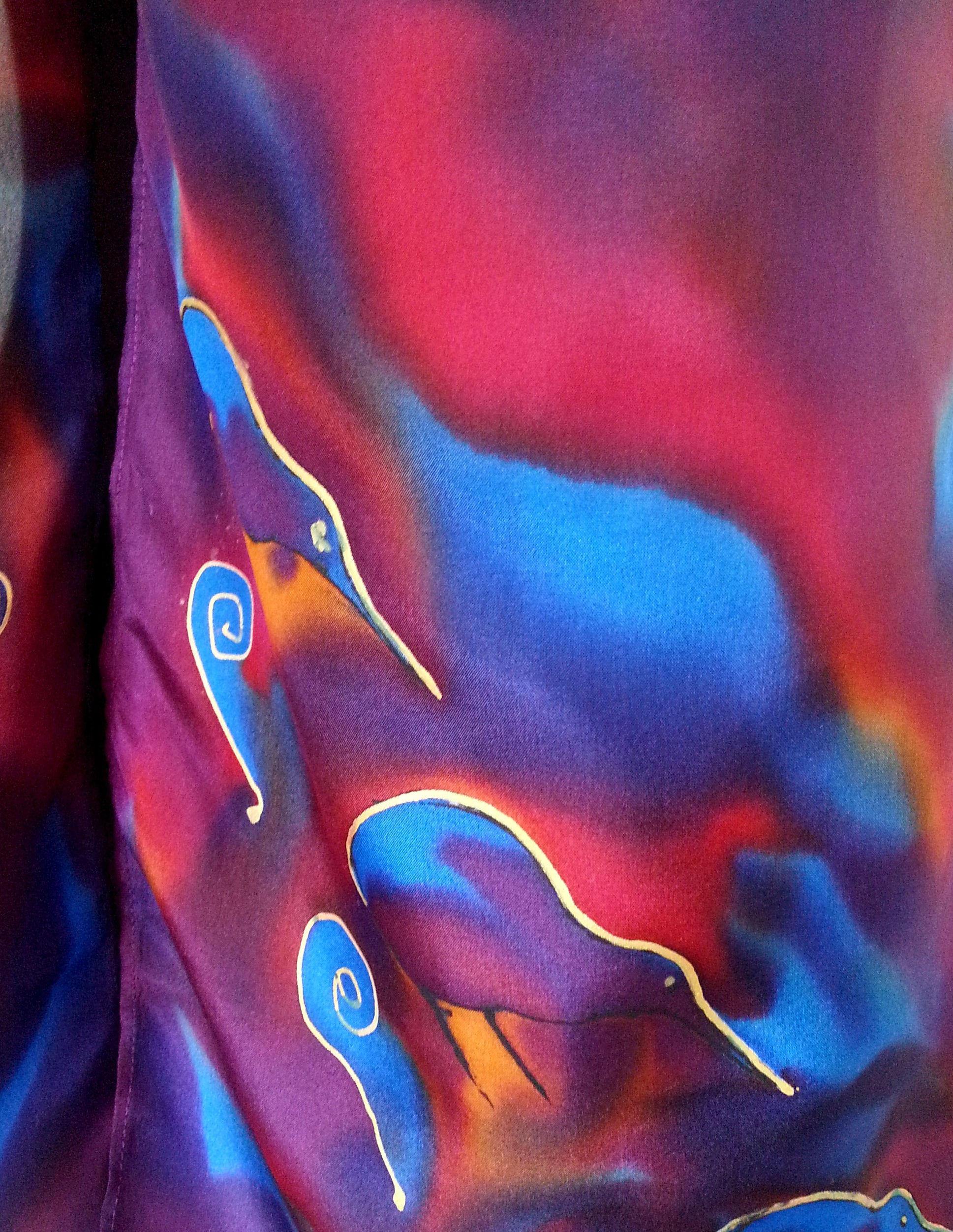 New Zealand Kiwi Bird & Koru - Hand painted Silk Scarf - Satherley Silks NZ