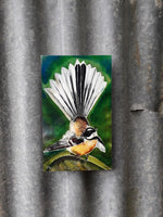 New Zealand Fantail Bird, Outdoor Art Mini Panel - Satherley Silks NZ