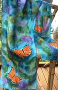 Monarch Butterflies - Hand painted Silk Scarf