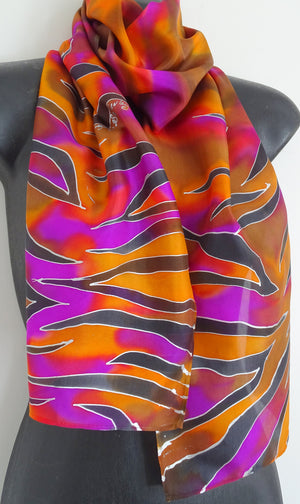 Tiger- Animal Hand painted Silk Scarf