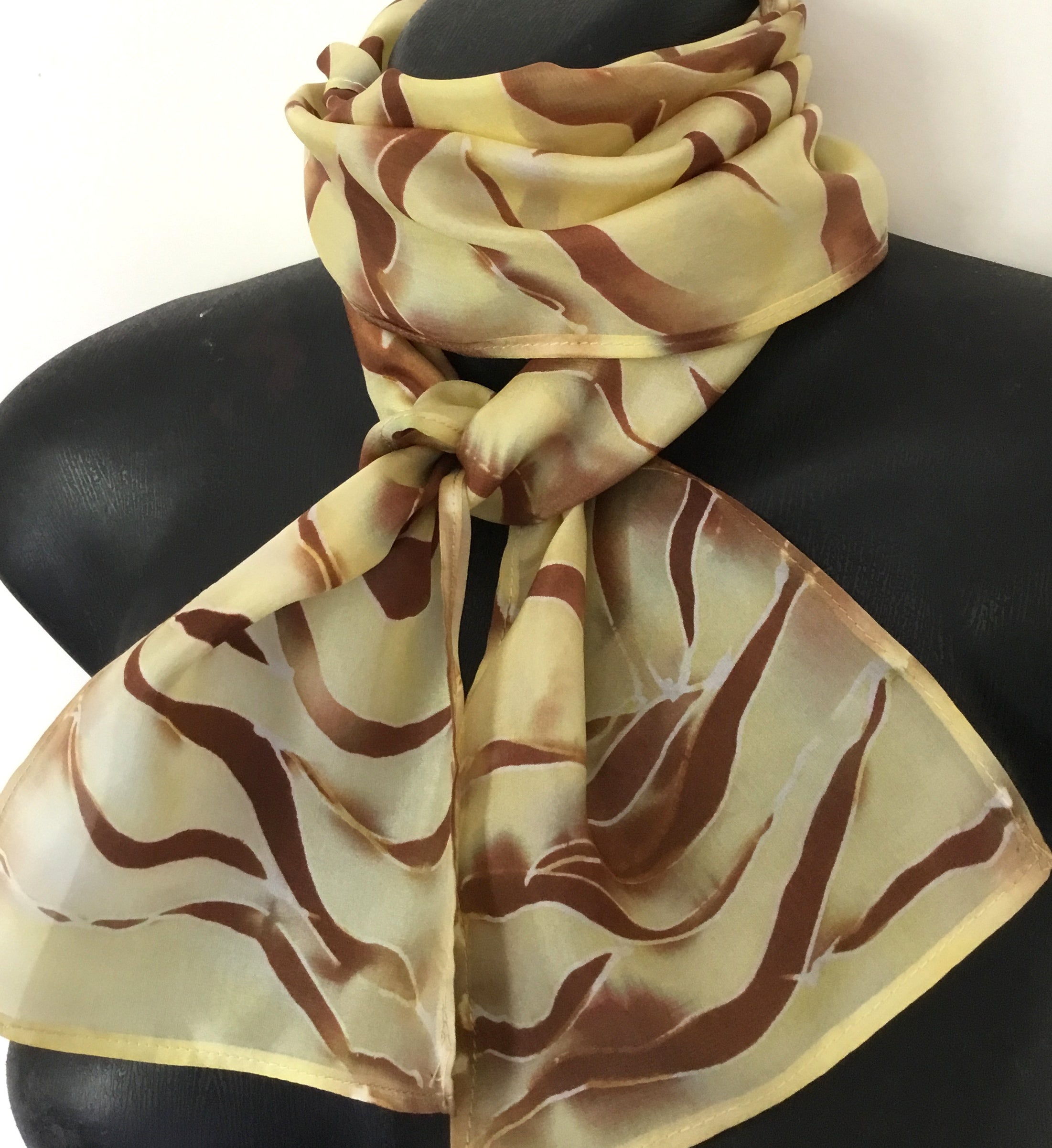 Tiger Stripe Skinny - Hand painted Silk Scarf - Satherley Silks NZ