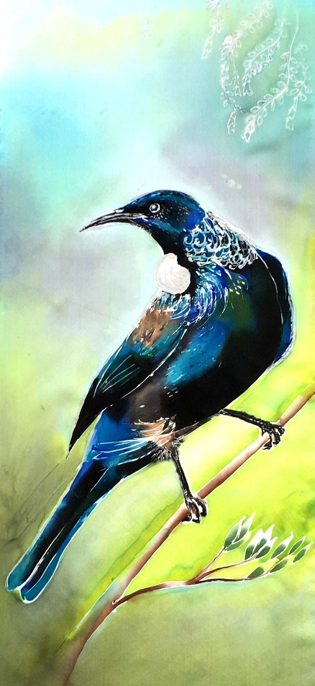 New Zealand Tui Bird - Outdoor Garden Art Panel - Satherley Silks NZ