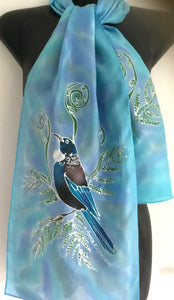 Tui & Korus - Hand painted Silk Scarf