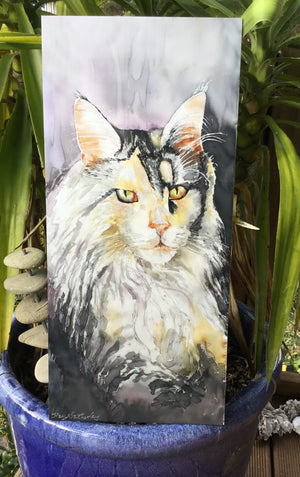 Maine Coon Cat Portrait - Outdoor Panel - Satherley Silks NZ
