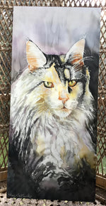 Maine Coon Cat Portrait - Outdoor Panel - Satherley Silks NZ